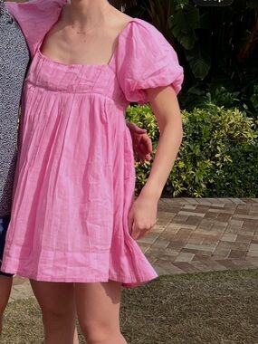 Pink Short Sleeve Babydoll Dress